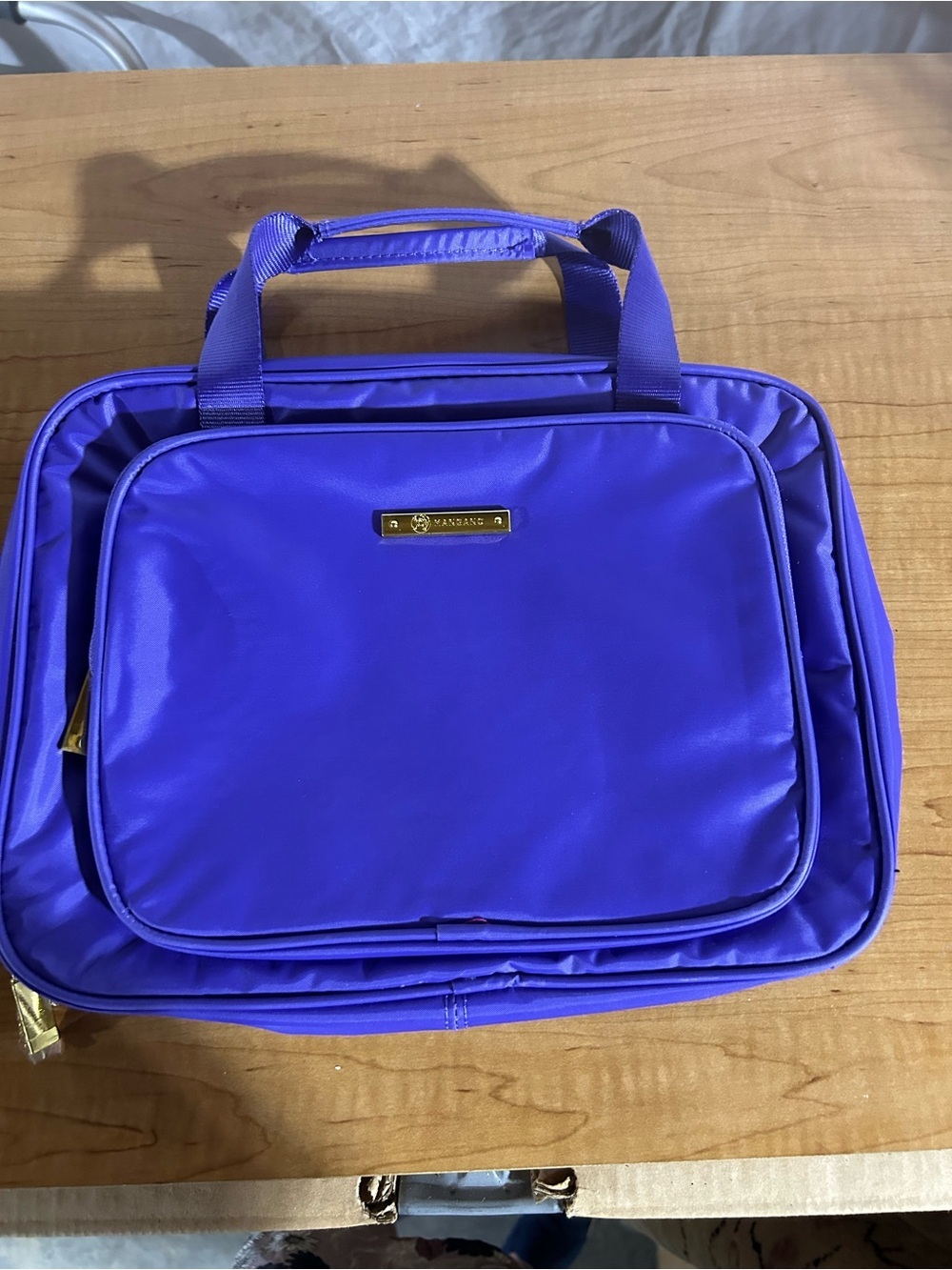 Joy Mangano Cobalt Blue Tote with Gold Logo Bar